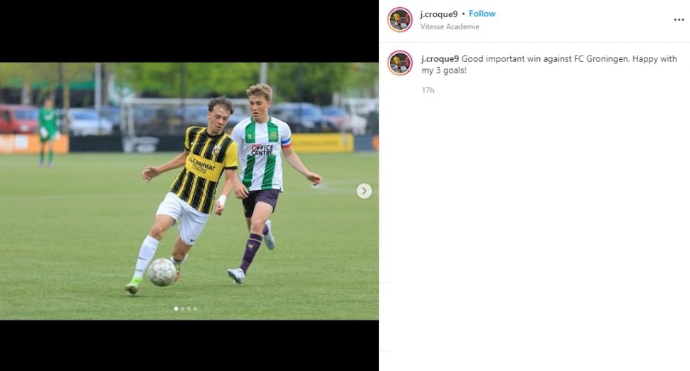 Jim Croque cetak hattrick di Vitesse U-18. (Instagram/j.croque9)