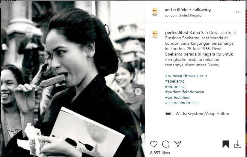 Beredar Foto Jadul Istri Soekarno Santap Es Krim di Tahun 1960, Warganet Sebut Mirip Sosok Ini. (Instagram/@prfectlifeid)