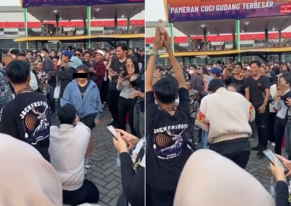 So Sweet, Viral Aksi Pria Lamar Kekasih saat Ramai Orang di Tengah Konser (Instagram/jakarta.keras)