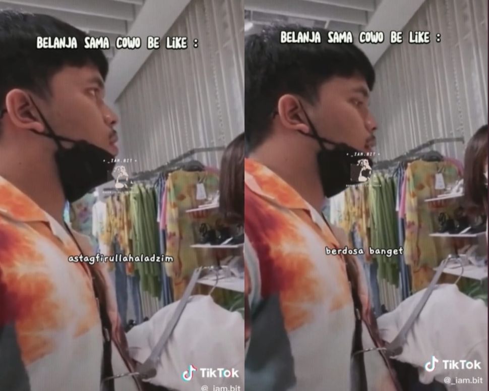 Sikap Thoriq saat menemani Fuji belanja baju jadi sorotan (Tiktok/@_iam.bit)