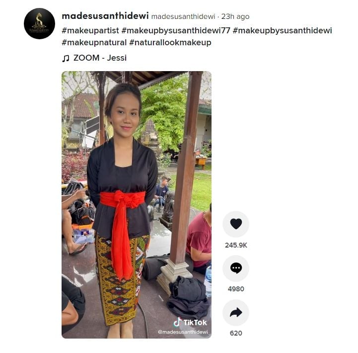 Adik almarhumah Vanessa Angel, Mayang Lucyana Fitri saat ini tengah berada di Bali untuk proyek film horor terbarunya. (Dok. TiktTok)