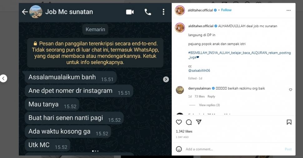 Unggahan Aldi Taher [Instagram]