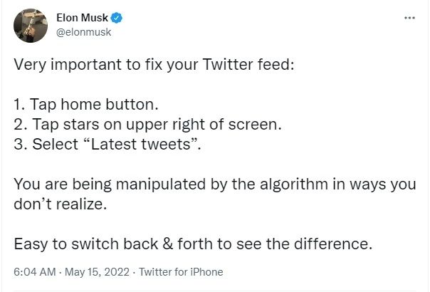 Cuitan Elon Musk soal Twitter. [Twitter]