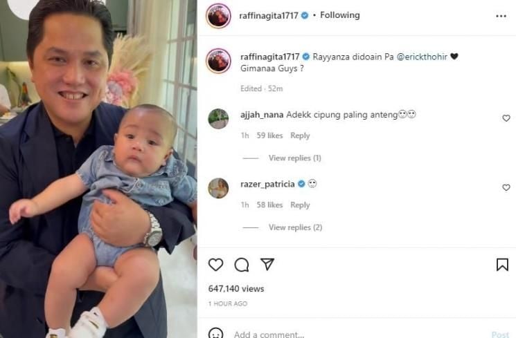 Erick Thohir gendong Rayyanza (Instagram.com)