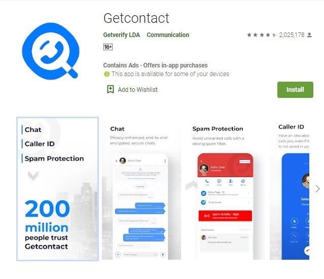 Getcontact. [Google Play Store]
