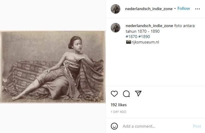 Foto gadis Indonesia tahun 1870. (instagram/nederlandsch_indie_zone)