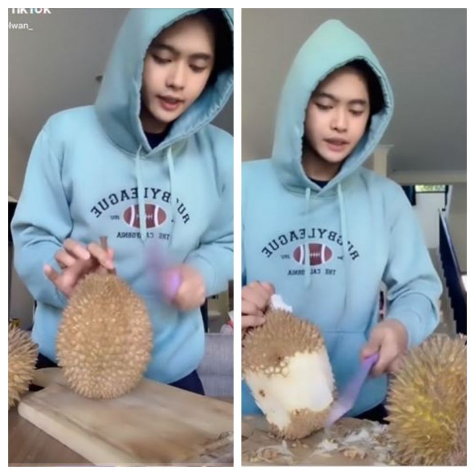 Kupas durian (TikTok @sielwan_)