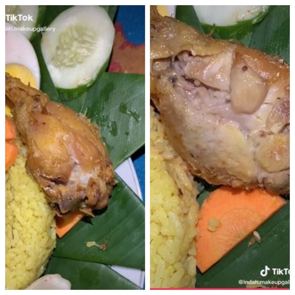 Ayam goreng belatung (TikTok @indah.makeupgallery)