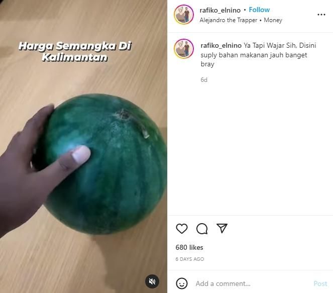 Beli Buah Semangka di Kalimantan, Publik Ikutan Kagt Pas Dengar Harganya. (Instagram/rafiko_elnino)