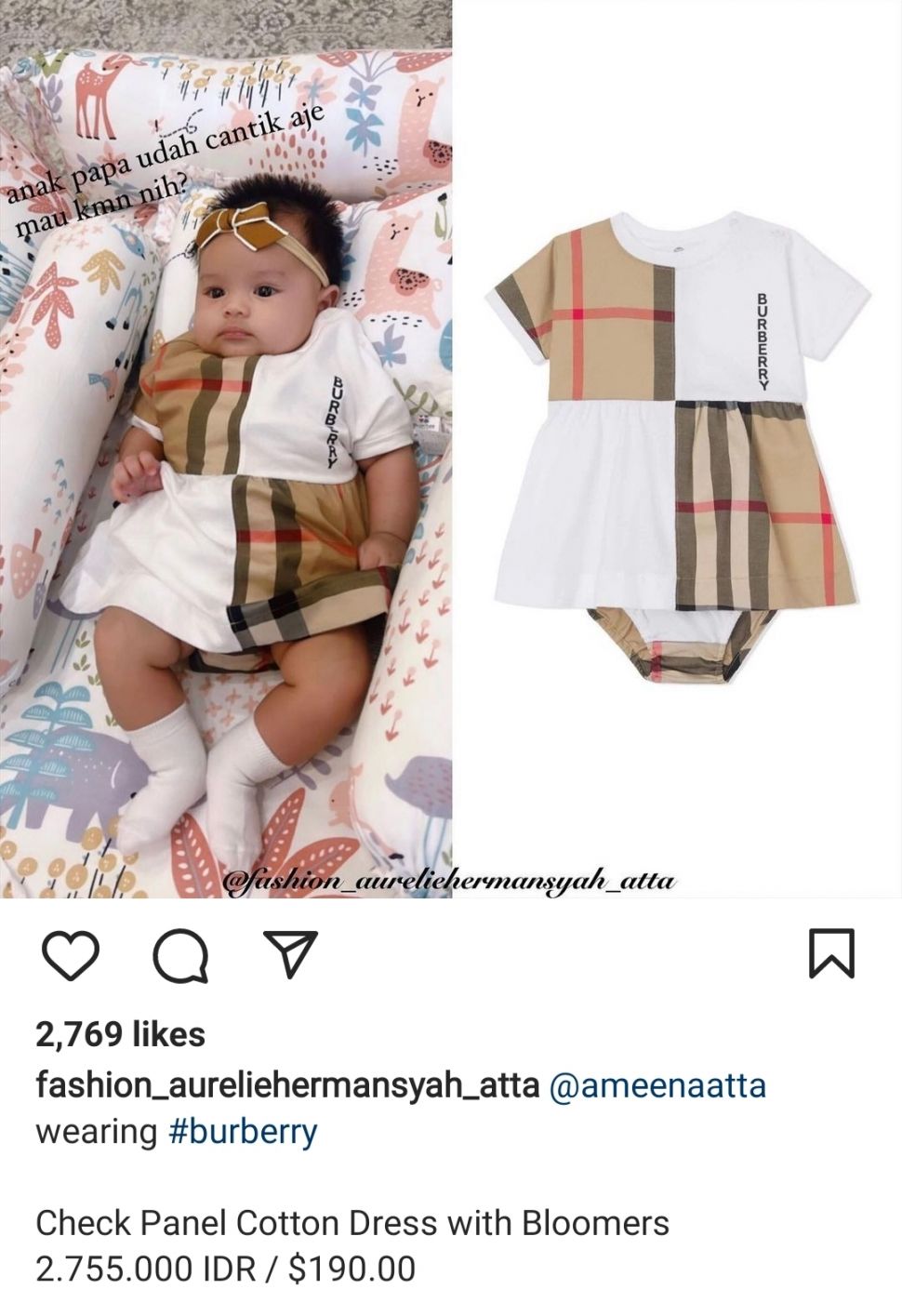 Harga Outfit Bayi Ameena. (Instagram)