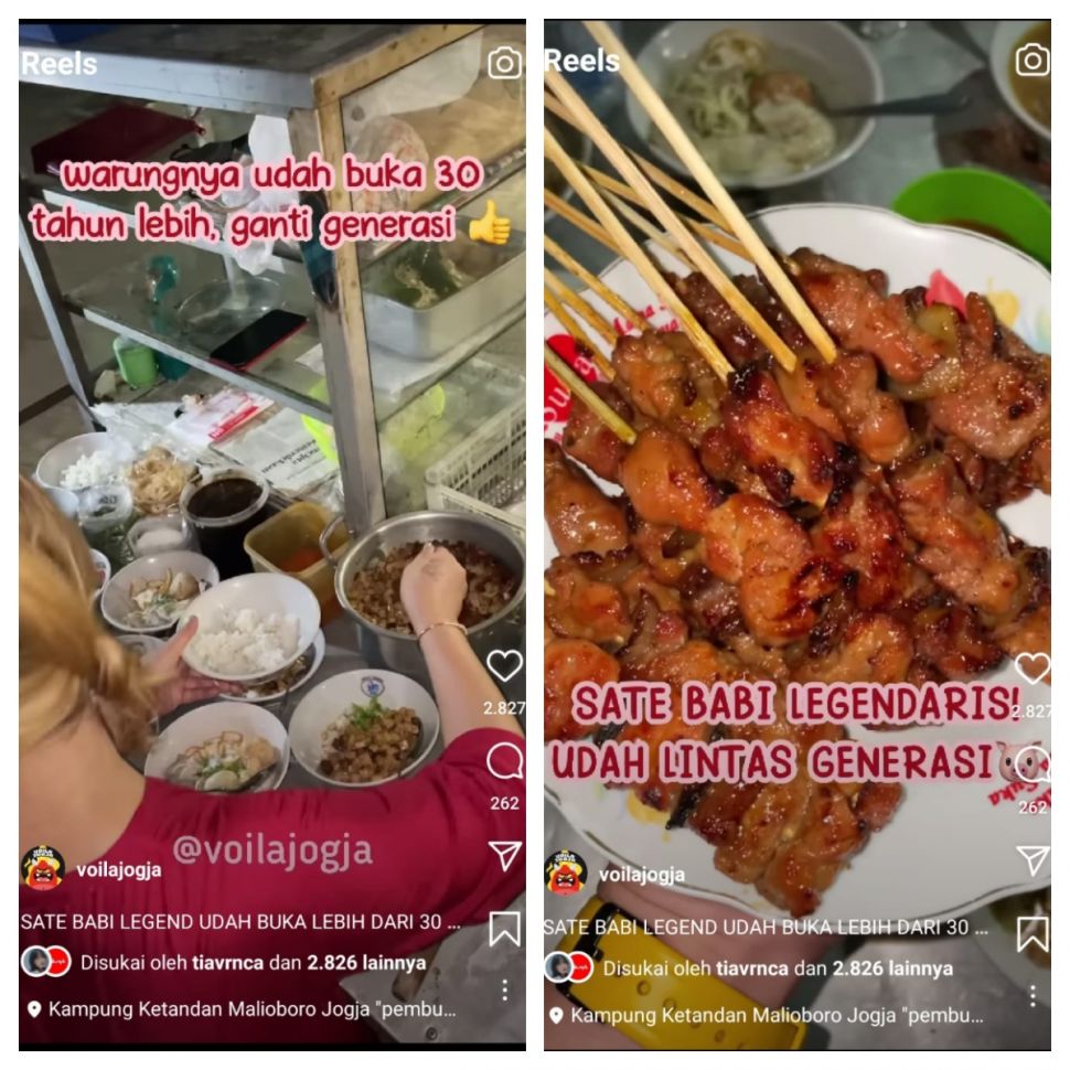 Sate Babi dan Bakmoy Ketandan (Instagram @voilajogja)