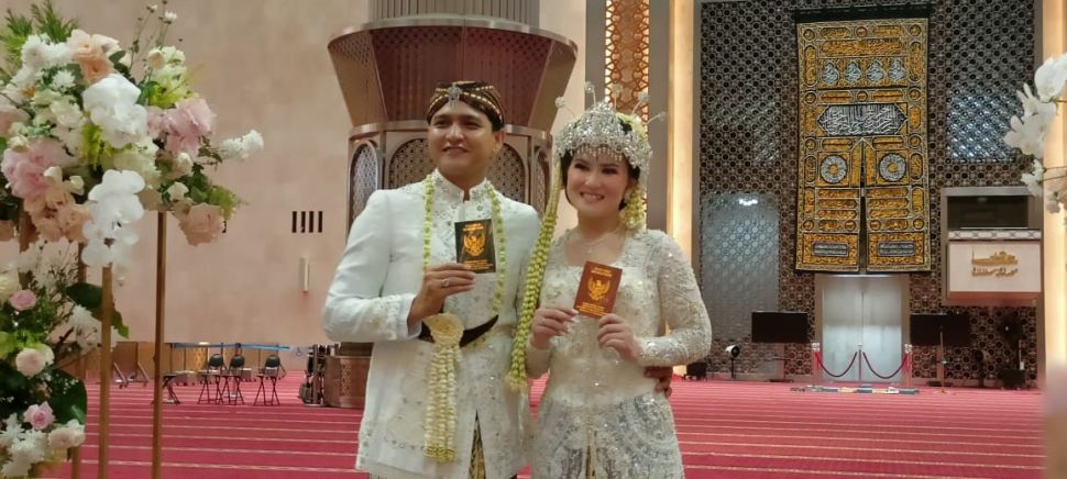 Pernikahan Masayu Clara dan Qausar Harta yang digelar di Masjid Istiqlal, Jakarta Pusat pada Jumat (21/5/2022)