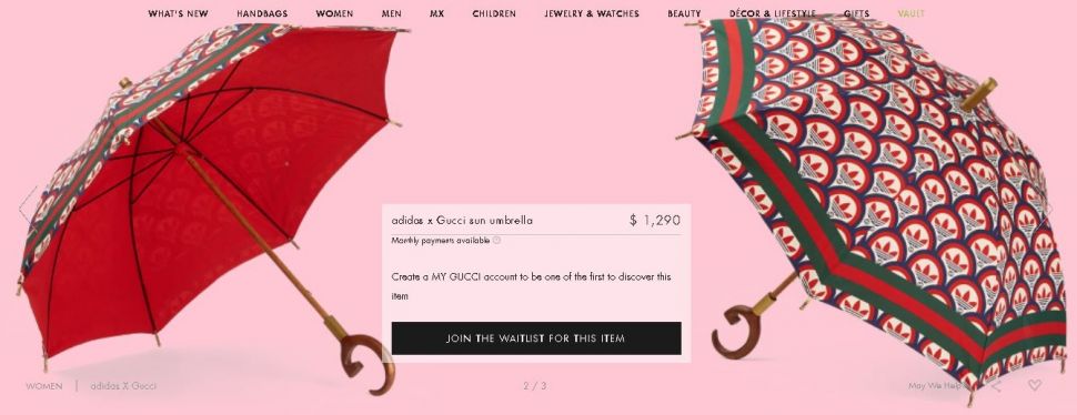 Payung Rp18 Juta Gucci x Adidas yang Tidak Tahan Air (gucci.com)