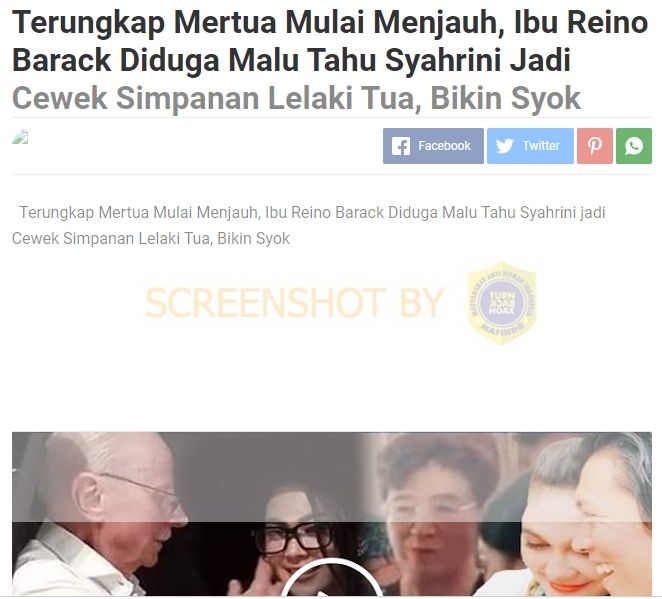 CEK FAKTA: Beredar Kabar Syahrini Jadi Istri Simpanan Lelaki Tua, Benarkah? (Turnbackhoax.id)