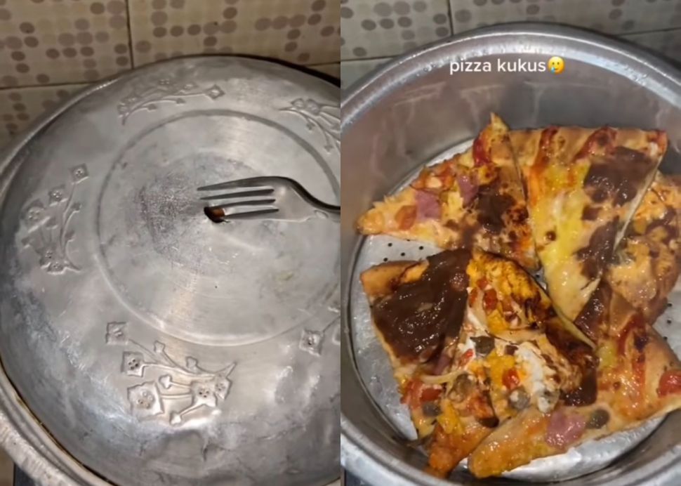 Pizza dihangatkan pakai panci kukus (Instagram/ @kulinernyamnyam)