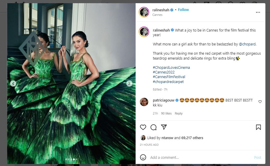 Pesona Raline Shah Pakai Gaun Hijau di Festival Film Cannes 2022, Dipuji  Cantiknya Parah Banget - Berita Baru
