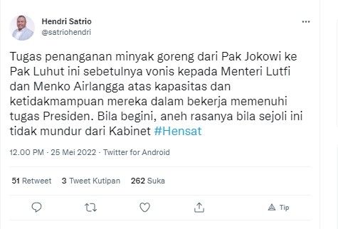Cuitan Hendri Satrio (twitter.com/satriohendri)