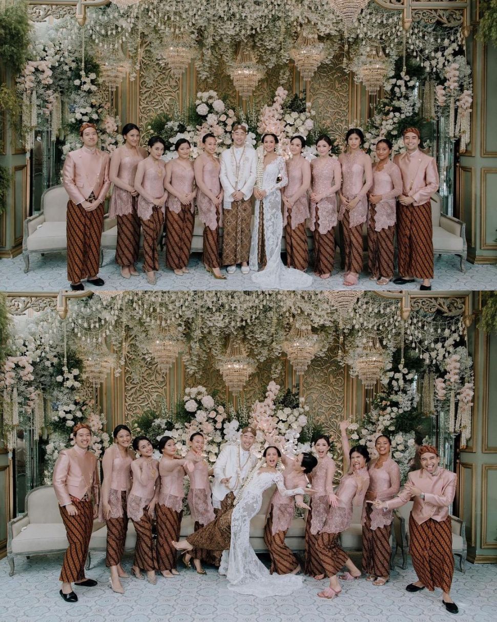 Maudy Ayunda dan Jesse Choi bersama para pengiring pengantin. [Instagram]