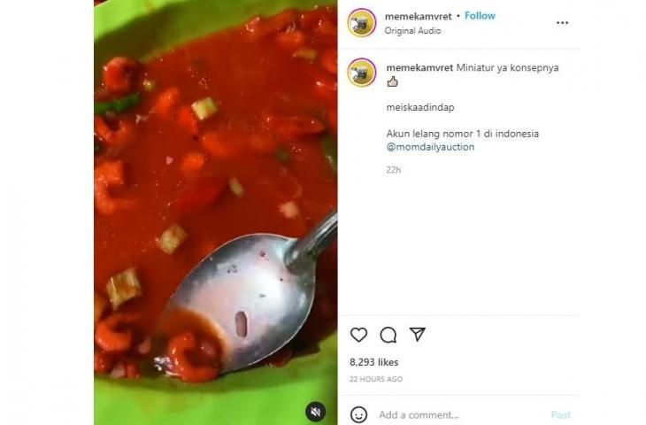 Order Menu Udang Asam Manis di Warung Makanan, Pesanan yang Datang Malah Bikin Nangis: Ini Mah Miniatur. (Insstagram/@memekamvret)