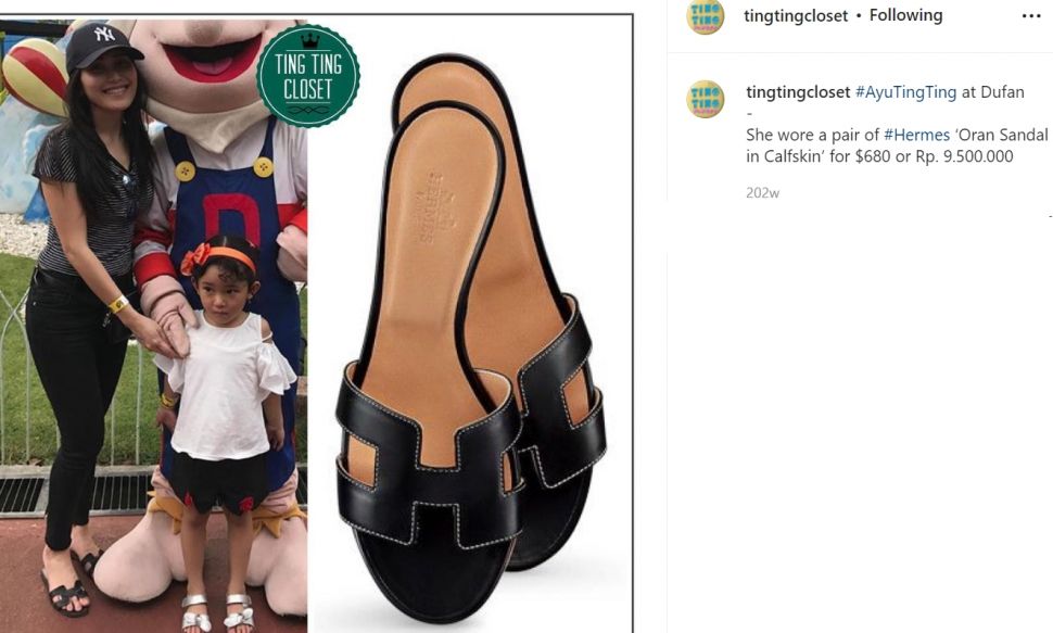 Koleksi sandal Ayu Ting Ting, mulai harga ratusan ribu sampai jutaan (Instagram/tingtingcloset)