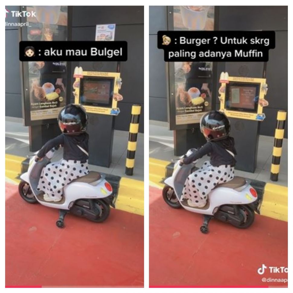 Anak kecil pesan makanan di drive thru restoran cepat saji (TikTok @dinnaapril_)