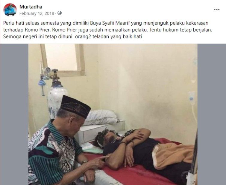 Buya Syafii jenguk pelaku (Twitter/murtadhaOne1)