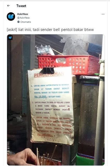 Pengumuman penjual bakso bakar (TikTok @Askrlfess)