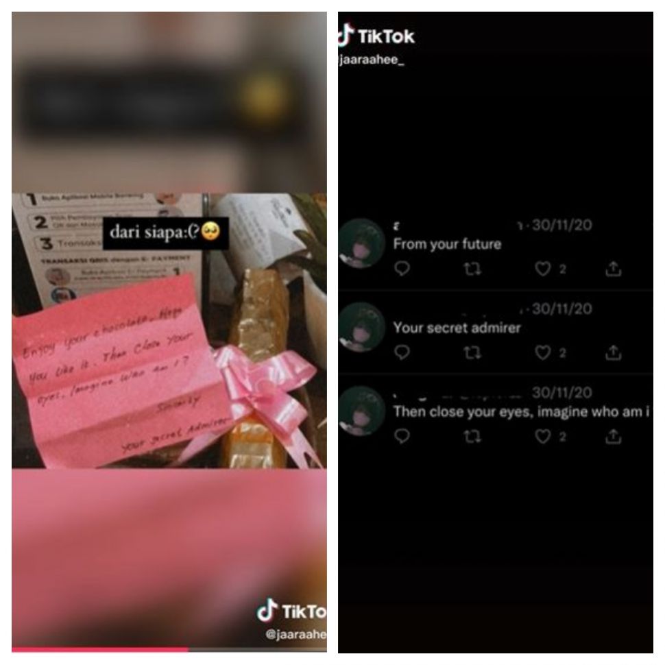 Penggemar rahasia memberi cokelat (TikTok @jaaraahee_)