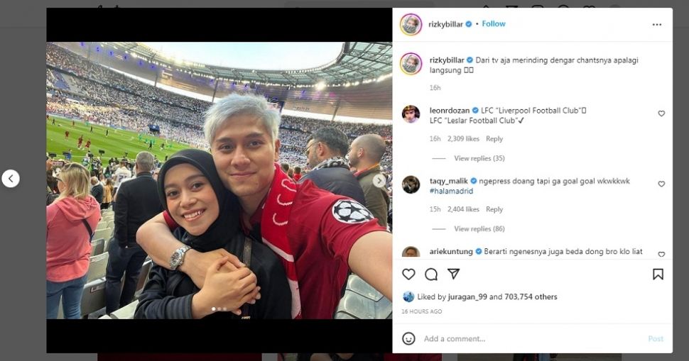 Unggahan Rizky Billar [Instagram]