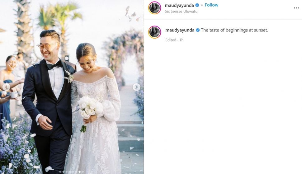 Maudy Ayunda membagikan foto acara resepsi pernikaha dengan Jesse Choi di salah satu hotel di Bali (Instagram/maudyayunda)