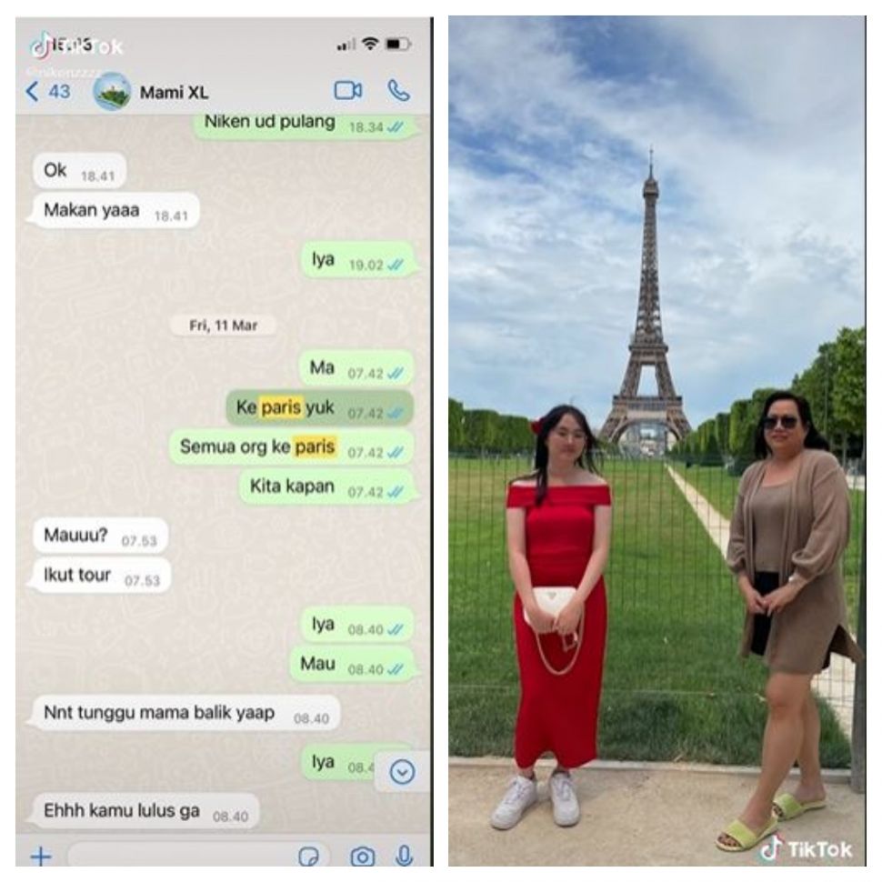 Ajak mama pergi ke Paris (TikTok @nikenzzzz)