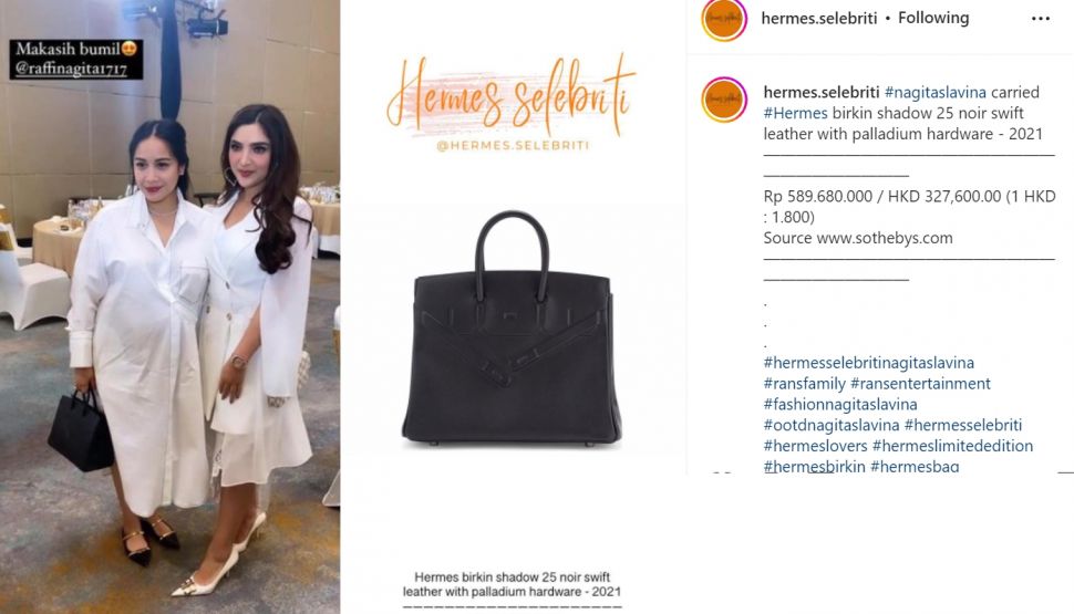 Koleksi lima tas Hermes yang dimiliki oleh Nagita Slavina, harga mencapai miliaran Rupiah (Instagram/hermes.selebriti)