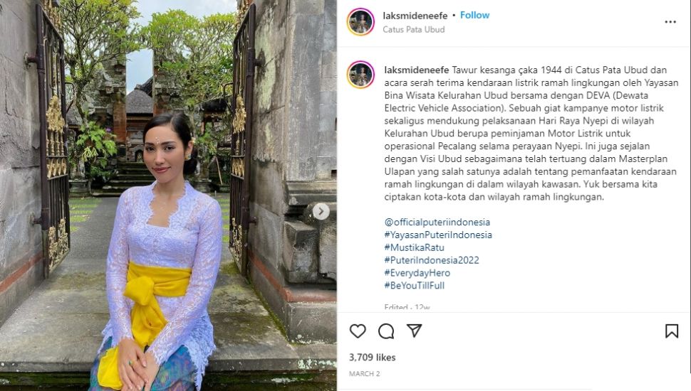 Laksmi dalam balutan kebaya putih