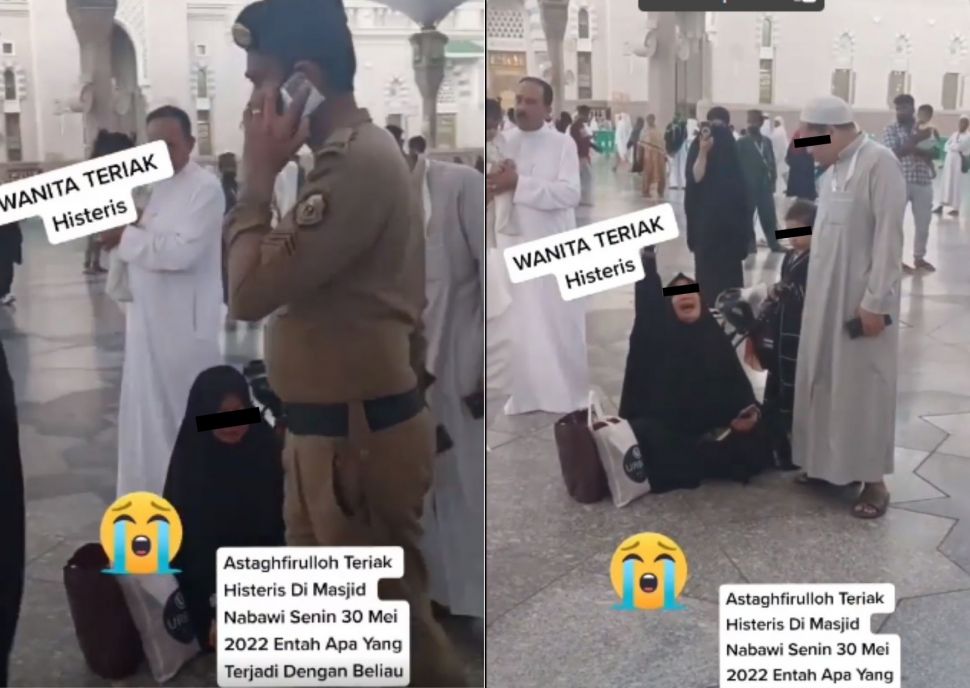 Wanita Indonesia Mendadak Teriak Histeris Berulang Kali saat di Masjid Nabawi (Instagram/terang_media)