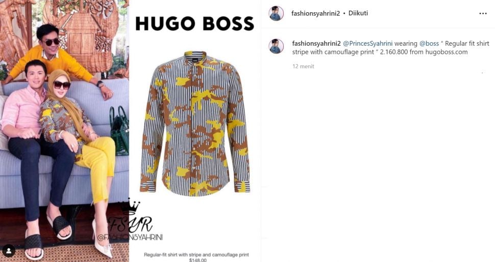 Syahrini berkumpul dengan keluarganya, mengenakan kemejaa Hugo Boss dan tas Hermes yang harganya beda jauh (Instagram/fashionsyahrini2)