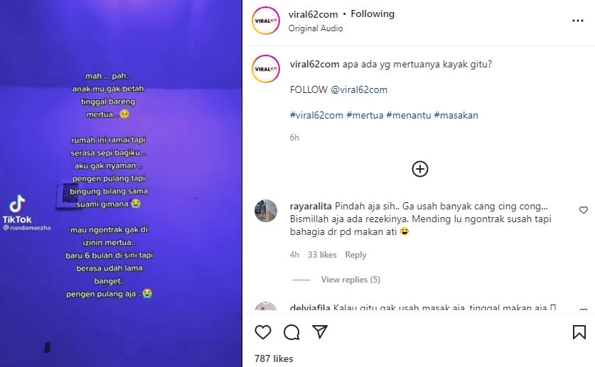 Curhat Pilu Wanita Ungkap Selalu Salah di Mata Mertua Mertua (viral62com)