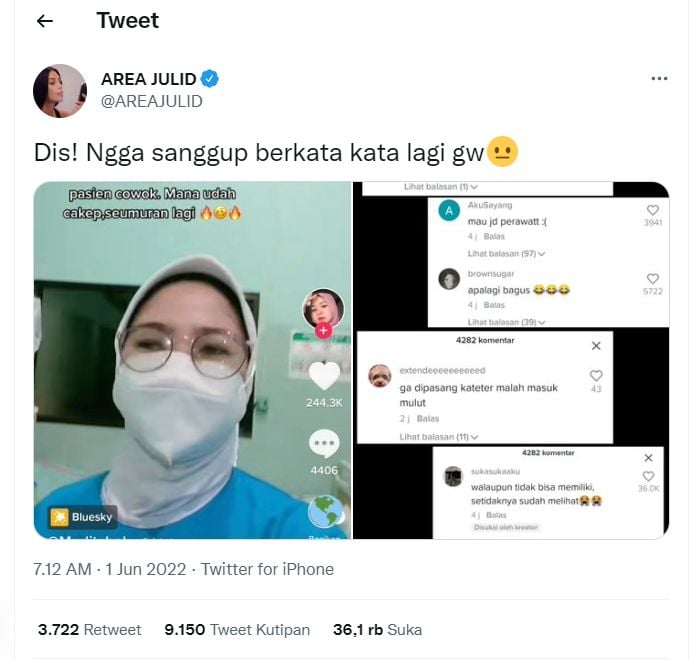 Fakta wanita yang diduga lakukan tindak pelecehan terhadap pasien (Twitter/ @AREAJULID)