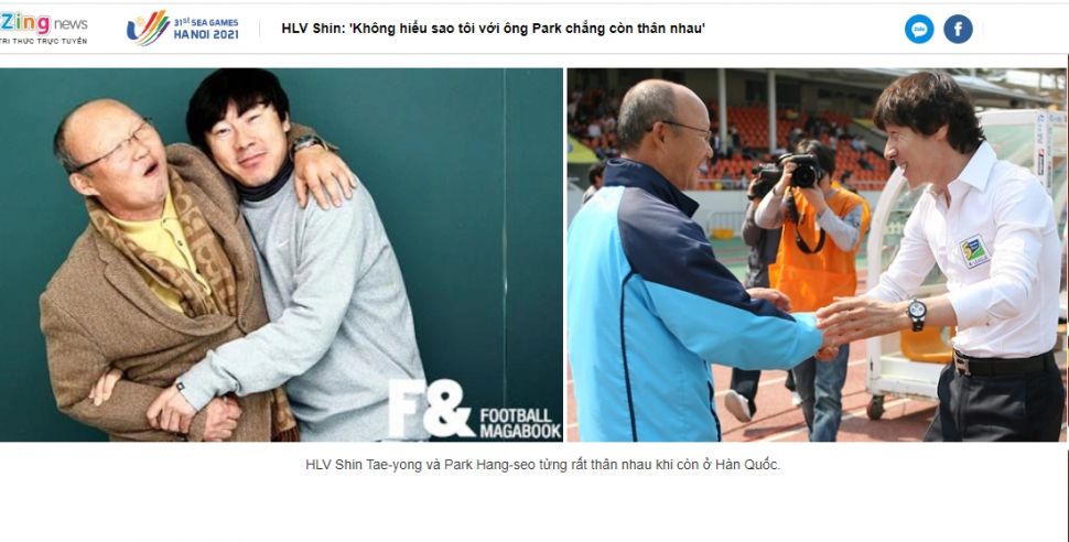 Shin Tae-yong dan Park Hang-seo yang dulunya dekat kini tidak lagi akrab. (Dok. Zing News)