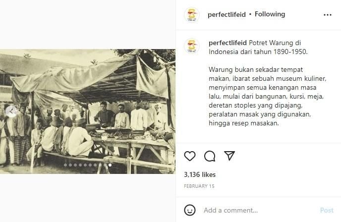 Foto jadul warung sederhana tahun 1911. (instagram/perfectlifeid)