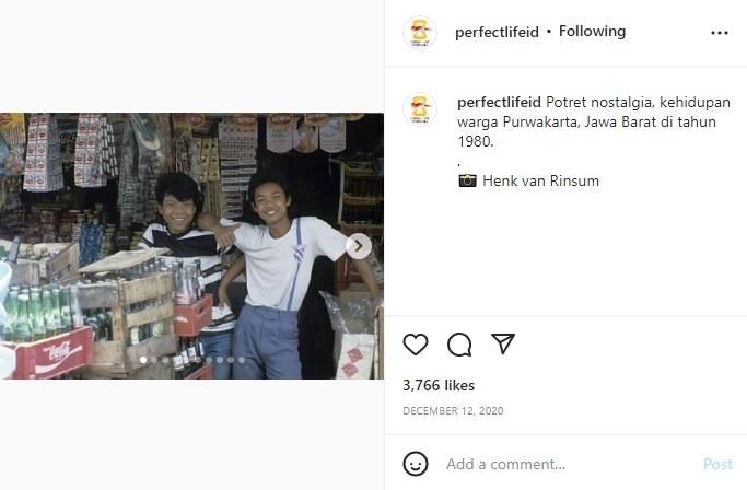 Foto jadul pemuda di warung tahun 1980. (instagram/perfectlifeid)