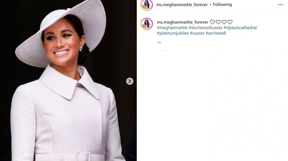 Meghan Markle resmi comeback ke Inggris, namun dengan outfit yang meniru gaya Kate Middleton (Instagram/ms.meghanmarkle_forever)