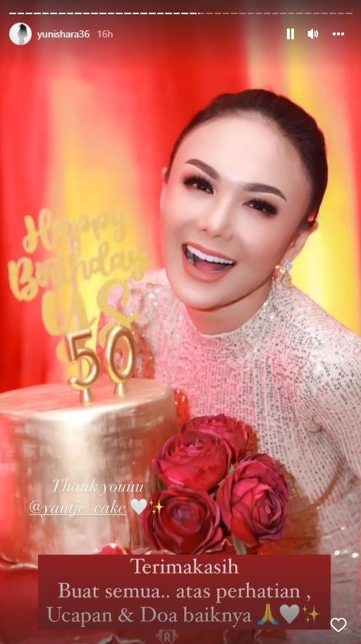 Perayaan ulang tahun ke-50 Yuni Shara [Instagram/@yunishara36]