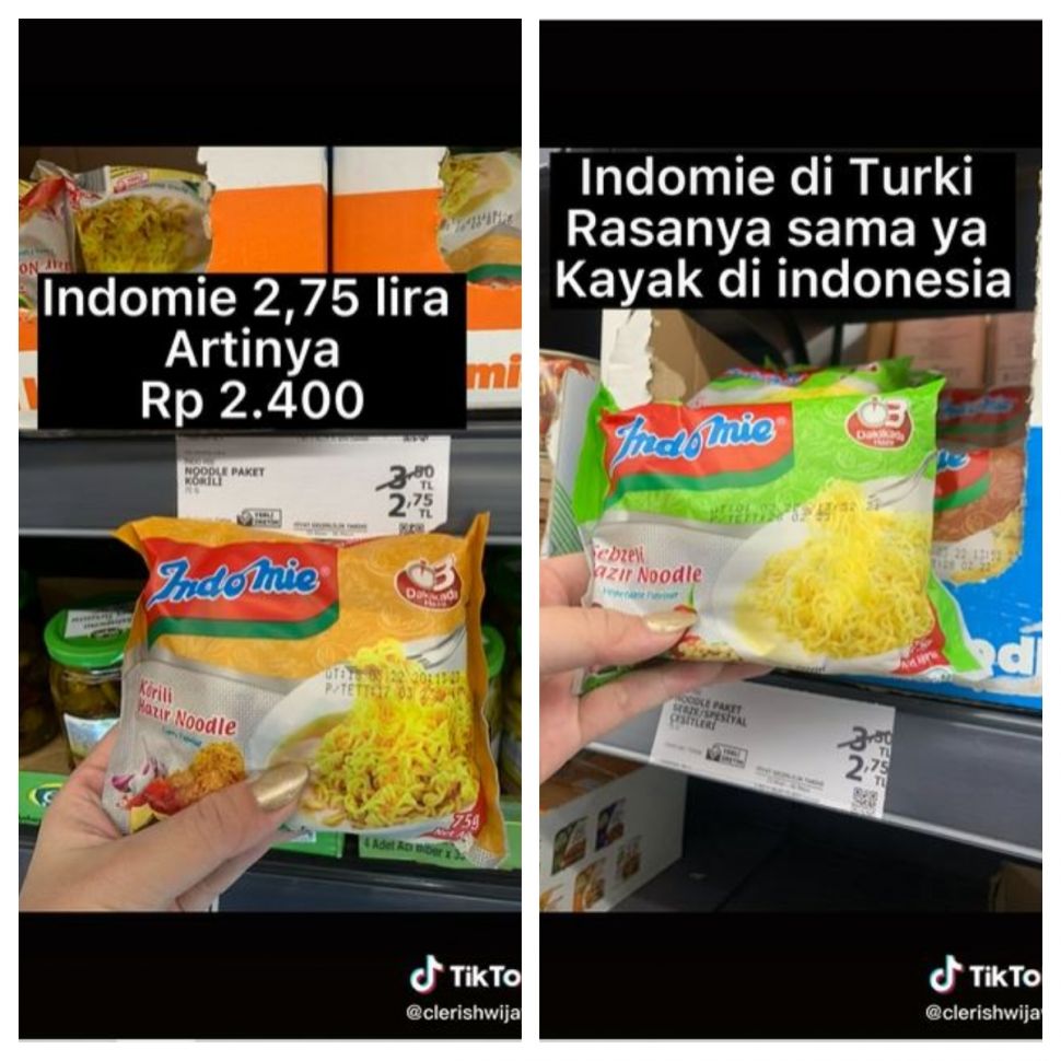 Harga Indomie di Turki (TikTok @clerishwijaya)