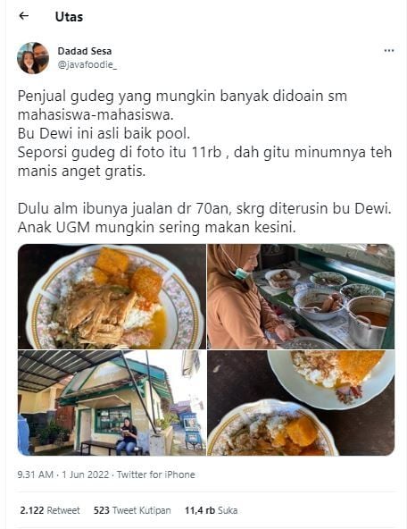 Gudeg pagi Bu Dewi (Twitter @javafoodie_)