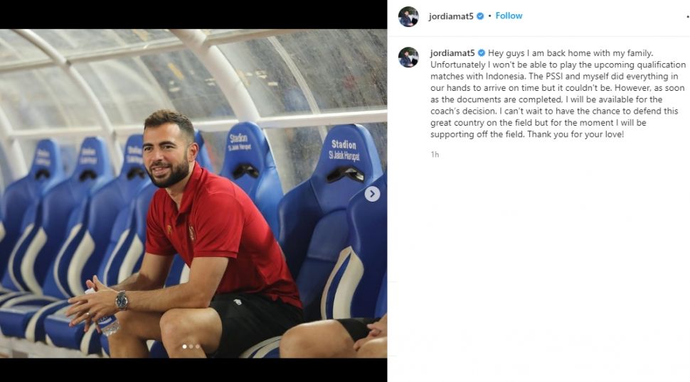 Jordi Amat pulang ke rumahnya. (Instagram/jordiamat5)