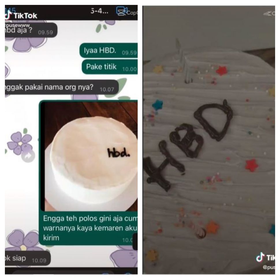 Kue tart tak sesuai permintaan (TikTok @pusewww)
