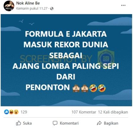Formula E ajang paling sepi penonton (turnbackhoax.id)