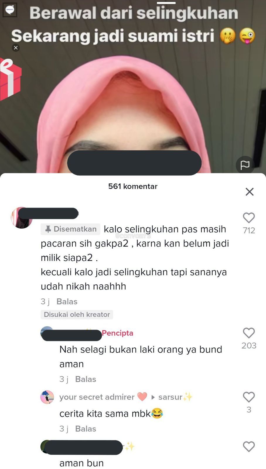 Cuitan anonim yang kesal terhadap tindak perselingkuhan yang dinormalisasi (Twitter/ @convomfs)