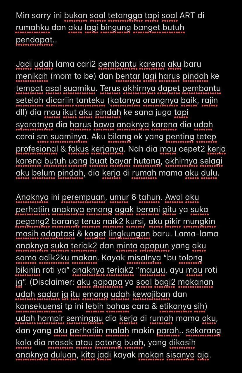 Curhatan wanita yang harus mengahadapi tingkah ngelunjak anak ART-nya (Twitter/ @SeputarTetangga)