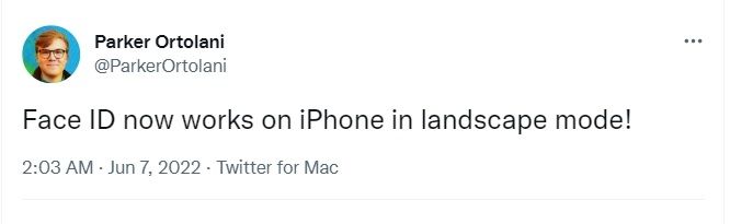 Fitur iOS 16, face ID landscape mode. [Twitter]